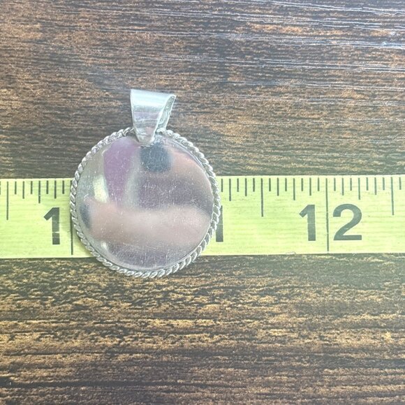 VTG Sterling Silver 925 Engravable Rope Border Circle Pendant Size 1.5" Length - Picture 8 of 9